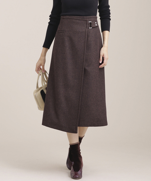 新品 NANO UNIVERSE ナノユニバース ツイードラップスカート拍卖