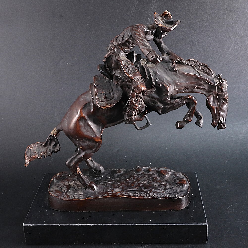 ◆◇Frederic Remington フレデリック レミントン カウボーイ ブロンズ像 26.5cm 騎馬像 オブジェ 置物◇◆拍卖