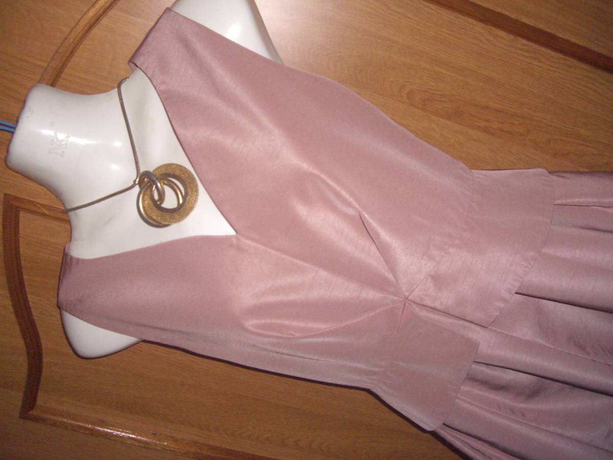 5万★シビラ タフタ★光沢感×コクーン美ライン★ウエストぺプラム ワンピース 披露宴 パーティ★パールくすみピンク 拍卖