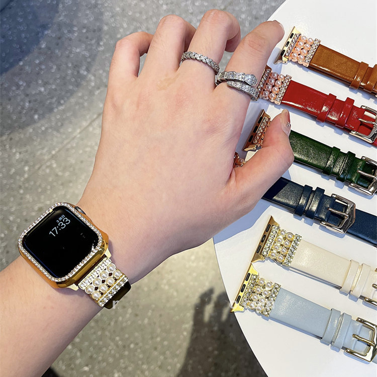 アップルウォッチ バンド ベルト apple watch 保護カバー付 レザーバンド サードパーティ バンド メンズ レディース 上品 かわいいデコ拍卖