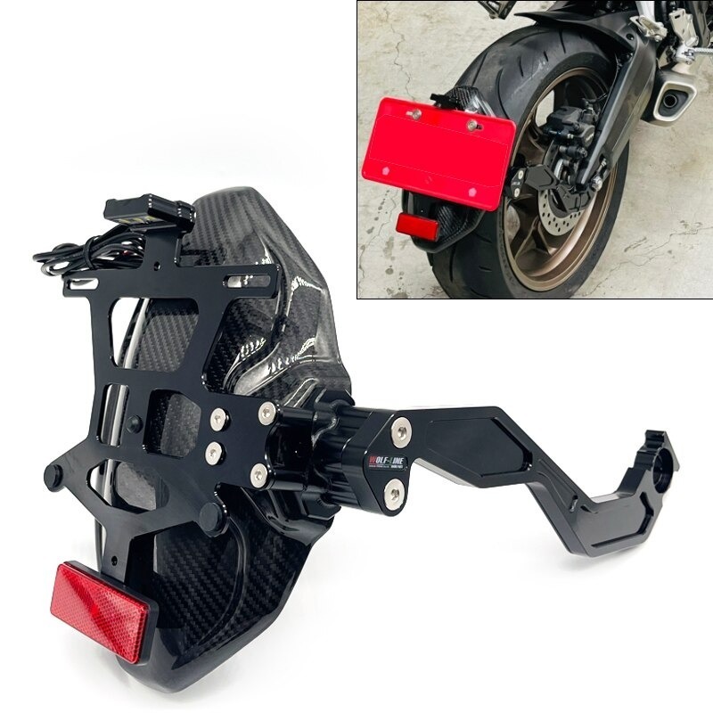 ④【送料無料】HONDA ホンダ CB650R 2019-2022 カーボンファイバー リア フェンダー マッドガード ナンバープレート付き LEDライト拍卖