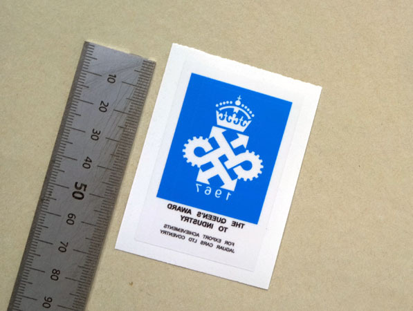 ジャガー 1967年 英国クイーンズアワード受賞 リアウィンドーステッカー 透明・内貼り E-type、MARK Ⅱ、MARK X、420G 拍卖