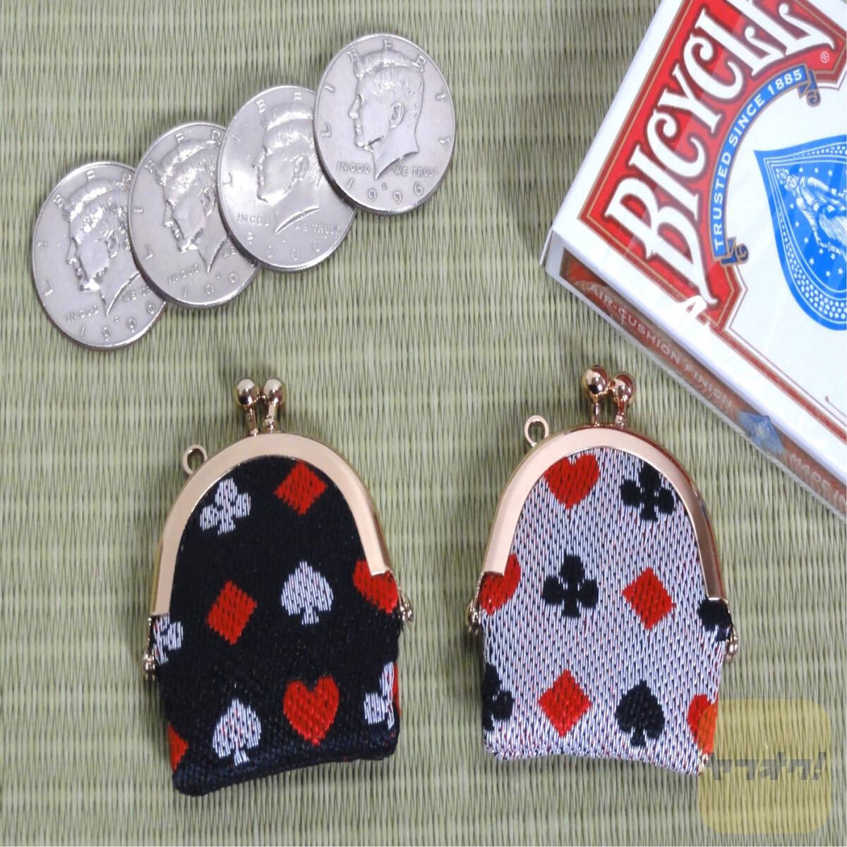 【即決・送料無料】手品・コインマジック★★ミニコインパース~トランプ柄の畳縁を使用した小銭入れ~拍卖