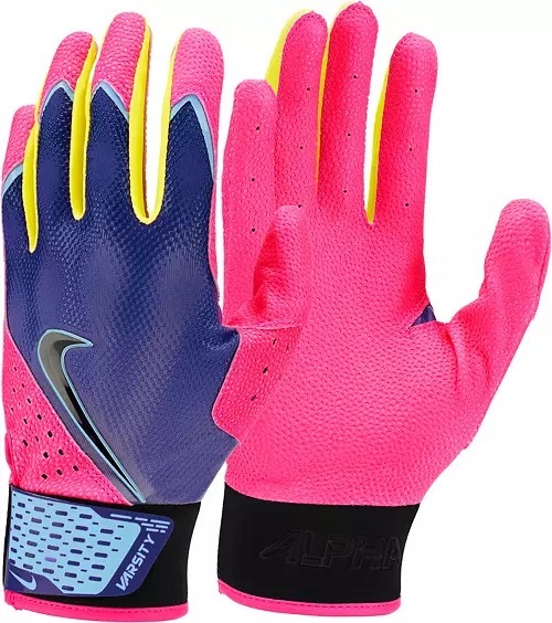 【USサイズ Lサイズ】 ナイキ 野球 バッティング グローブ Nike Alpha Varsity Batting Gloves 両手組 手袋 バッテ パープル ピンク拍卖
