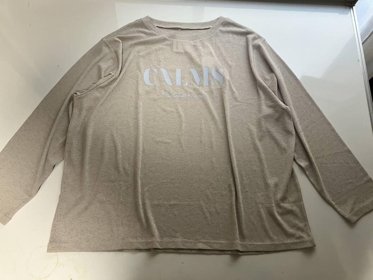 訳あり■大きいサイズ5L■ロゴ入りストレッチトップス■ライトグレー拍卖