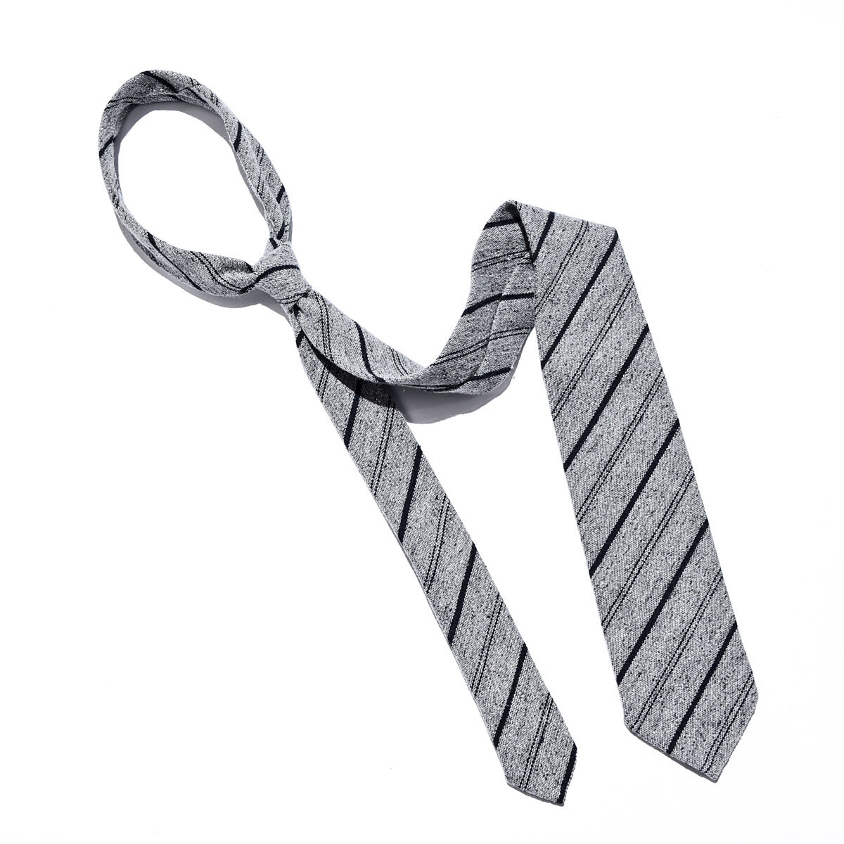 霜降り生地!nicky ニッキー × ユナイテッドアローズ別注 レジメンタル ネクタイ ライトグレー ストライプ ウール/シルク/ナイロン拍卖