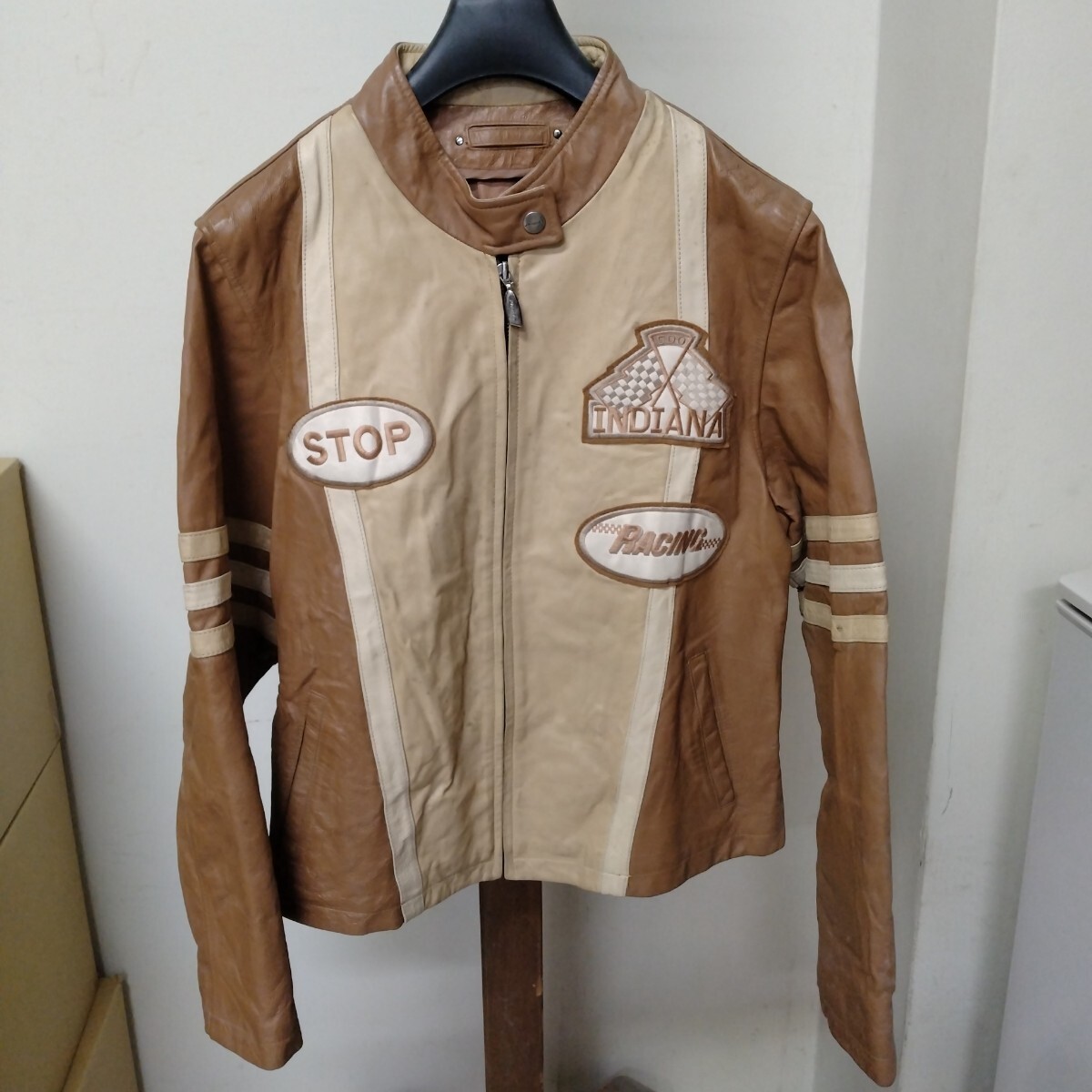 INDIANA 500 ツートン ライダース レザージャケット ヴィンテージ拍卖