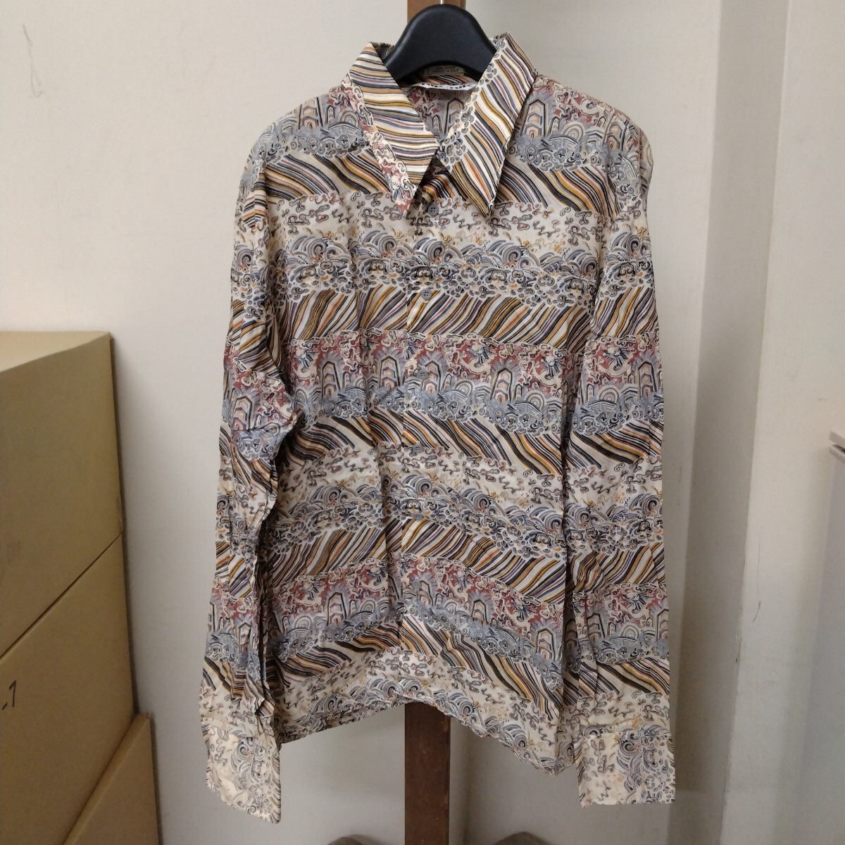 NIKNIK 総柄シャツ プリントコットン イタリア製 70’s ヴィンテージ ニクニク拍卖