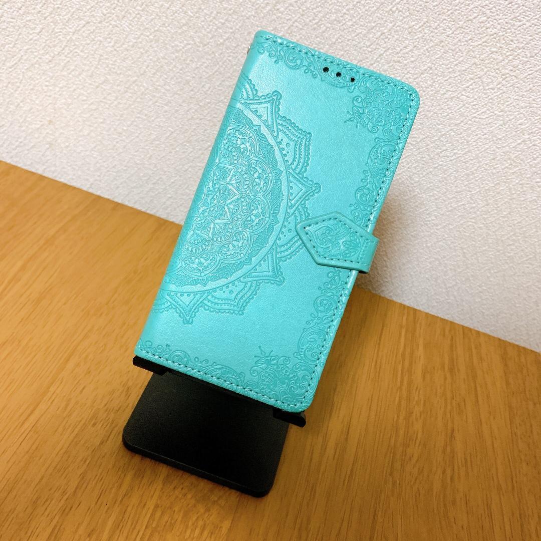 エンボス加工スマホケース 手帳型 iPhone13/14 グリーン拍卖