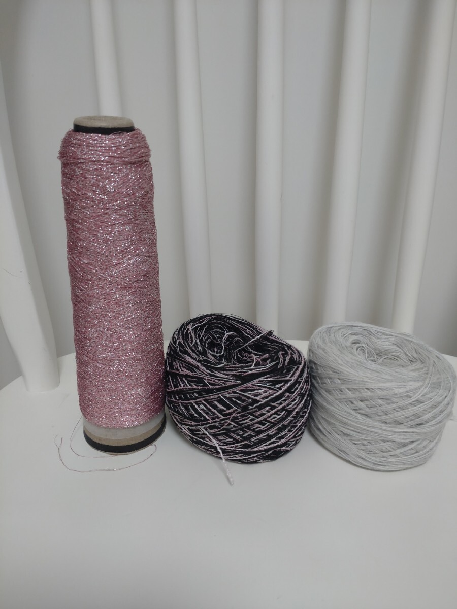 ■ITORICOTイトリコ■コットンソックヤーン(ブラックピンク)51g&ウールソックヤーン(ライトグレー)39g&ハゴロモラメ(ピンク)50g拍卖