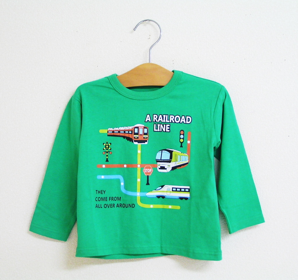 ★新品100cm★DILASH 長袖Tシャツ (新幹線・電車/グリーン) ディラッシュ拍卖