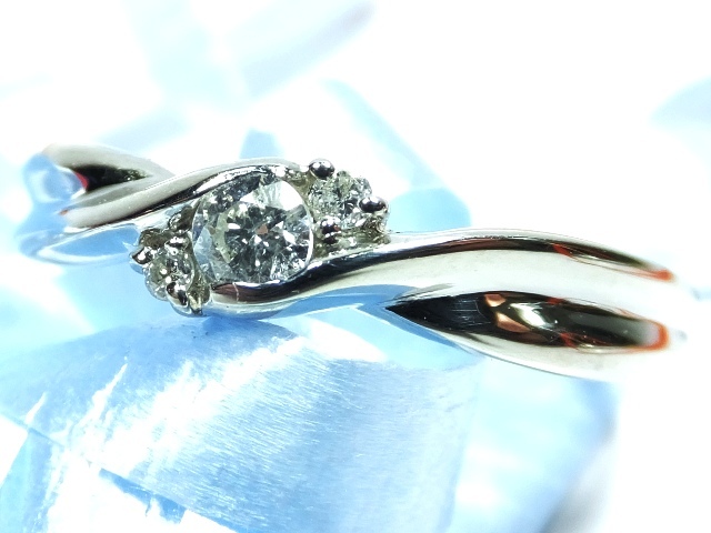 239-5◆Ptプラチナ ダイヤモンド 指輪 0.10ct◆普段使い デイリー着け 女性人気 華奢見え リング サイズ12号◆ジュエリー オンラインストア拍卖