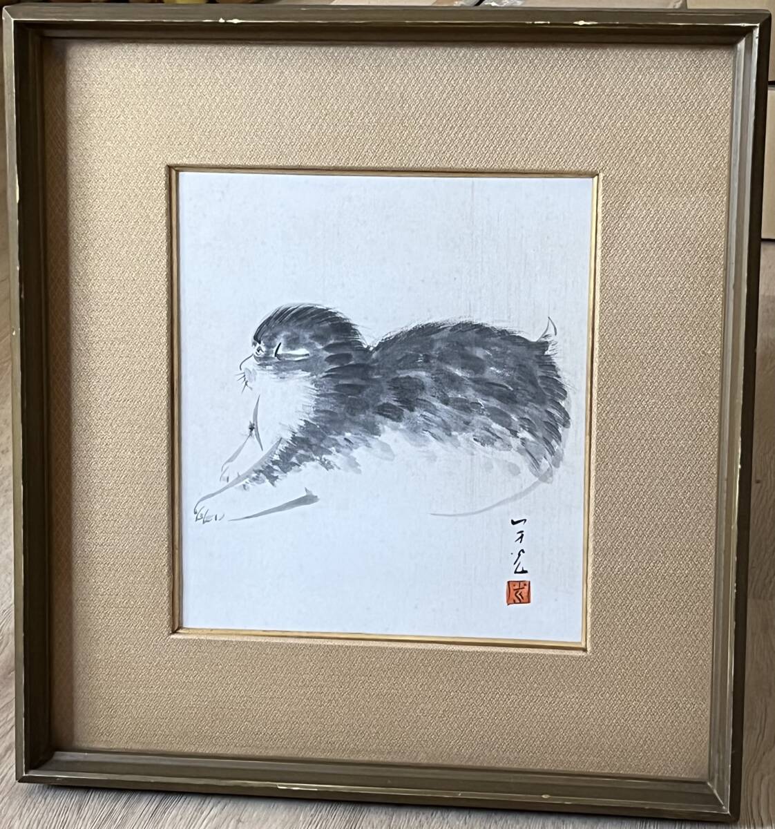 【模写】 日本画 額:(約)縦44.5㎝ × 横41.5㎝ × 厚み4.5㎝拍卖