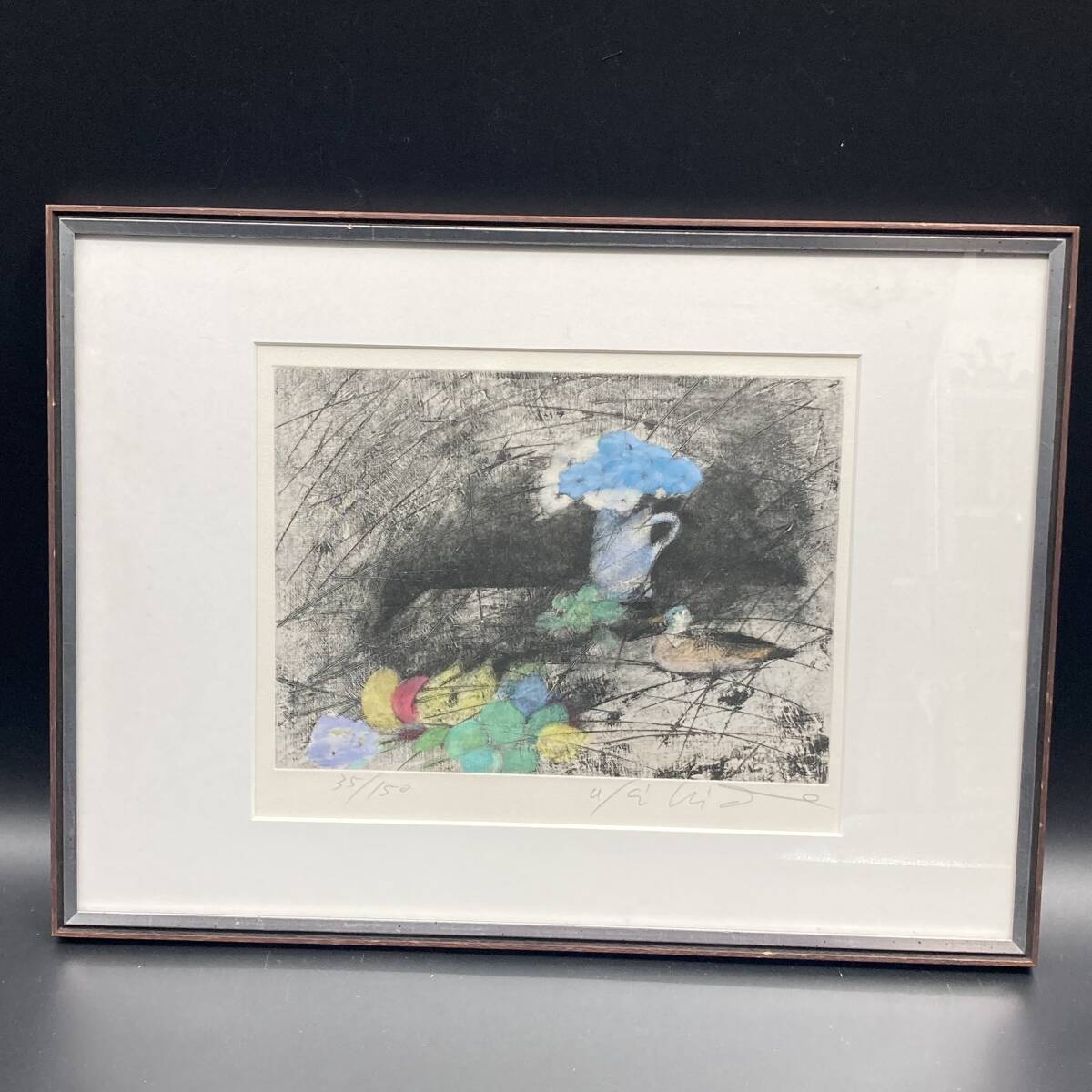 【模写】 銅版画  額 (約)縦42㎝×横57㎝×厚み2.5cm 拍卖