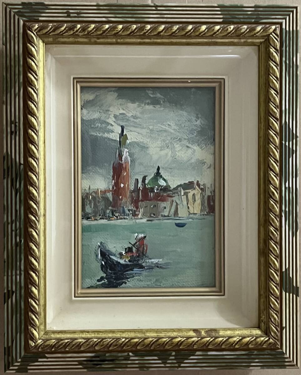 【模写】 油彩 風景画 額:(約 縦24㎝ × 横19.5㎝ × 厚み3.5㎝)拍卖