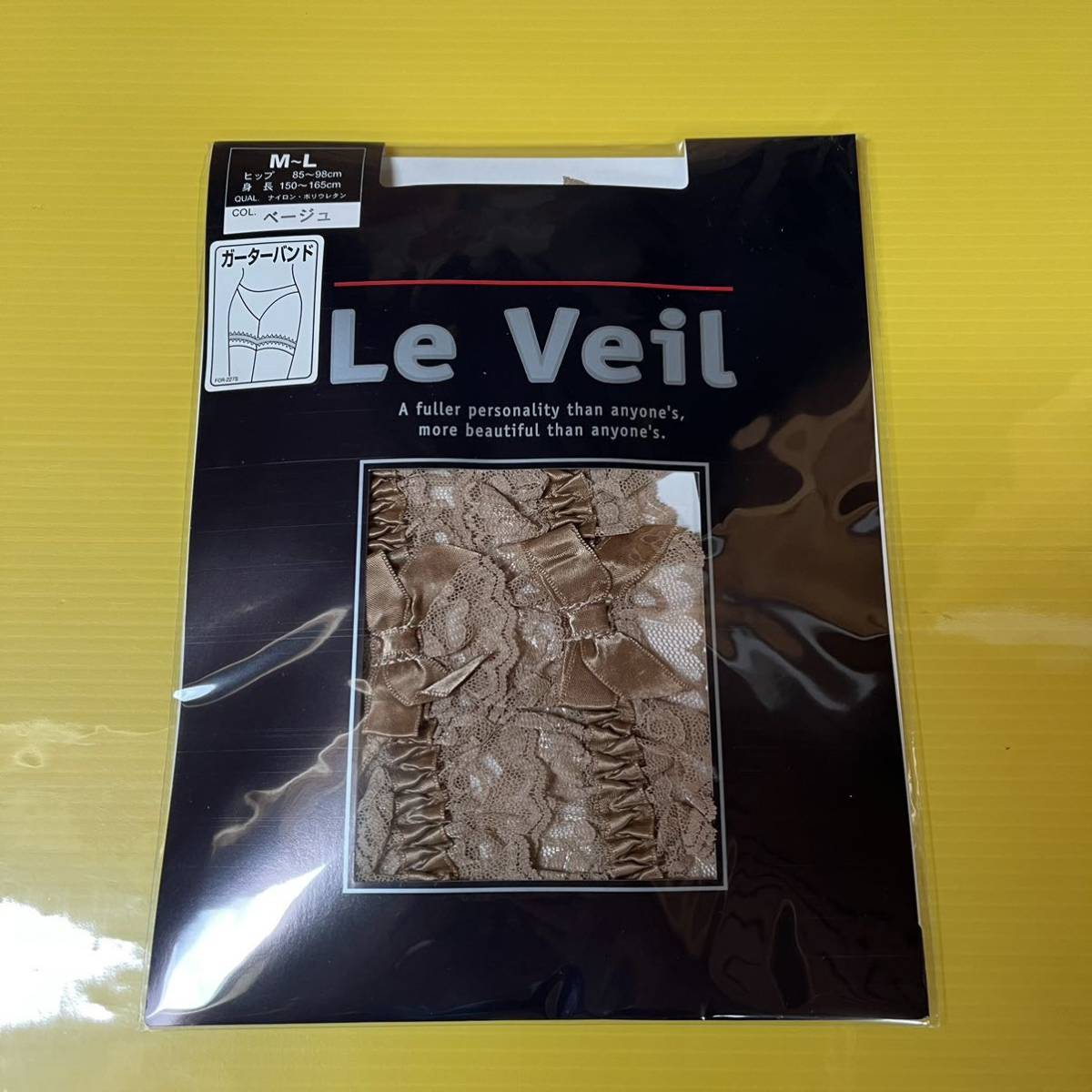 送料込◆日本製◆ガーターバンド◆ベージュ◆レース◆ガーターベルト◆Le Veil◆コスプレにも◆M〜L◆拍卖