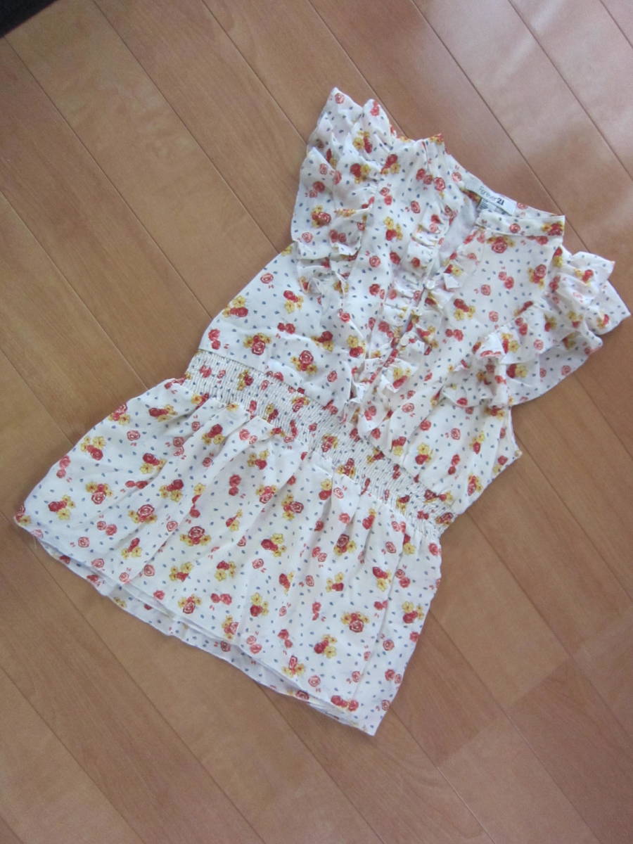 美品 FOREVER21 フォーエバー21 花柄 チュニック フリル拍卖