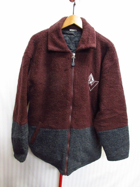 VOLCOM ボルコム 90sヴィンテージ ボアジャケット メンズF L XL 中綿ジャンパー パイル地ジャケット オーバーサイズコート 01243拍卖