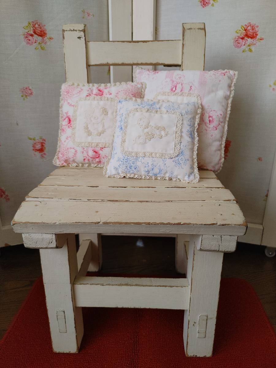送料無料!セミアンティーク チャイルドチェアー+手作り座布団セット イス 子供用拍卖