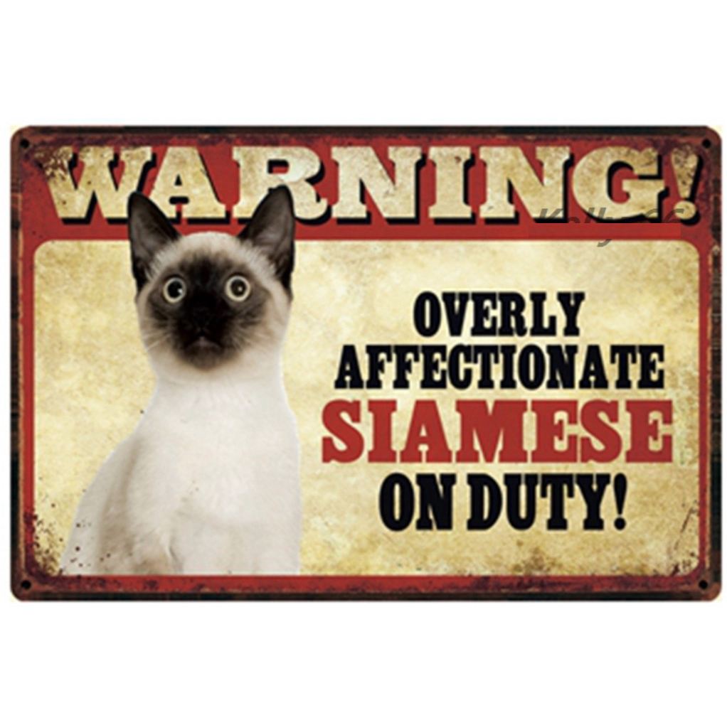 A1447 メタル看板 ブリキ看板 レトロ風 サイン 金属製 プレート アートパネル 警告 注意 ペット 猫 シャム 【3210】拍卖