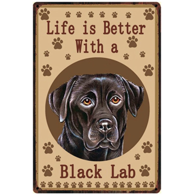 A1304 メタル 看板 ブリキ 看板 サイン パネル 店 舗 おしゃれ 金属 製 プレート 愛 犬 猛犬 番犬 注意 ラブラドール 【2771拍卖