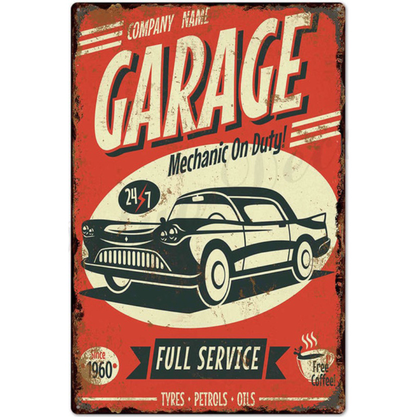 A1466 メタル看板 ブリキ看板 金属製 プレート レトロ風 サイン アートパネル 店舗 新築 車 バイク 修理 ガレージ 【0647】拍卖