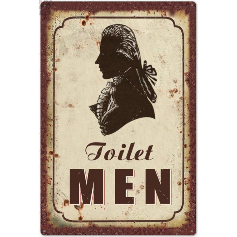 A1285 メタル看板 ブリキ看板 金属製 プレート ヴィンテージ風 サイン ピクト 店舗 カフェ 案内 トイレ 男 【TH1272】拍卖