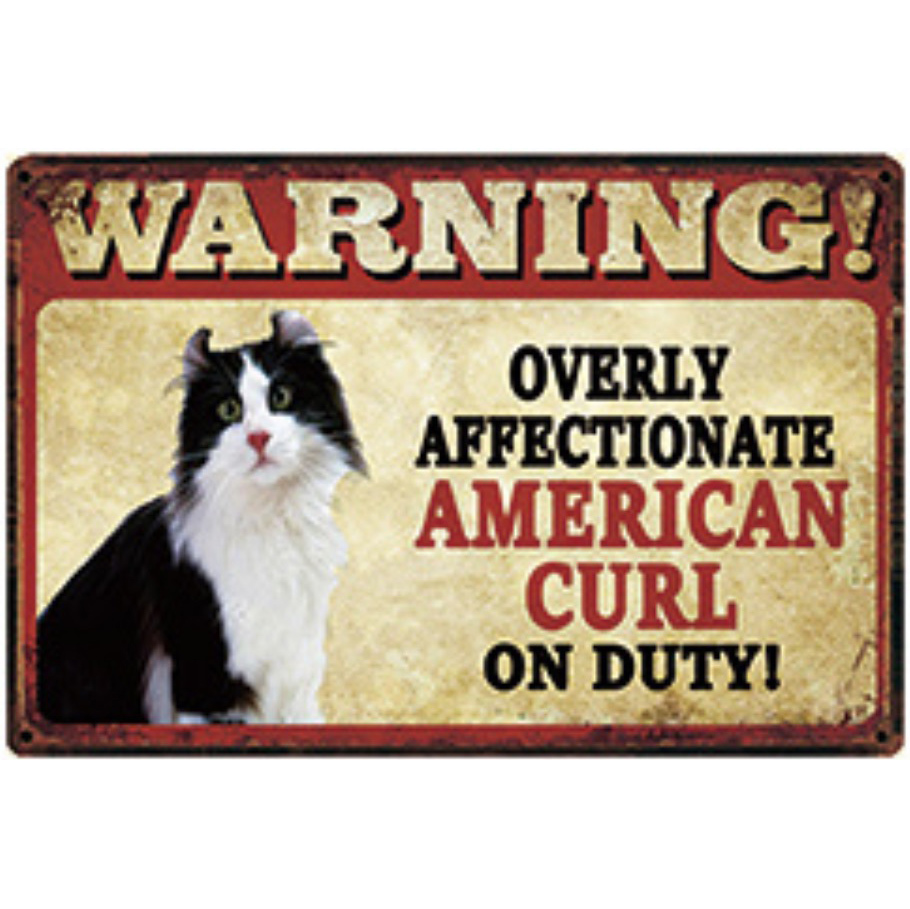 A1437 メタル看板 ブリキ看板 レトロ風 サイン 金属製 プレート アートパネル 警告 注意 ペット 猫 アメリカンカール 【3277】拍卖