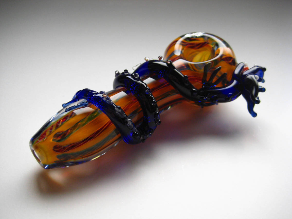 ◆SALE◆重厚パイレックス製ガラスパイプ“龍ドラゴン竜”ボング/耐熱強化ヘビーガラパイ◆サイケデリック&カラーチェンジ◆THC420喫煙具拍卖