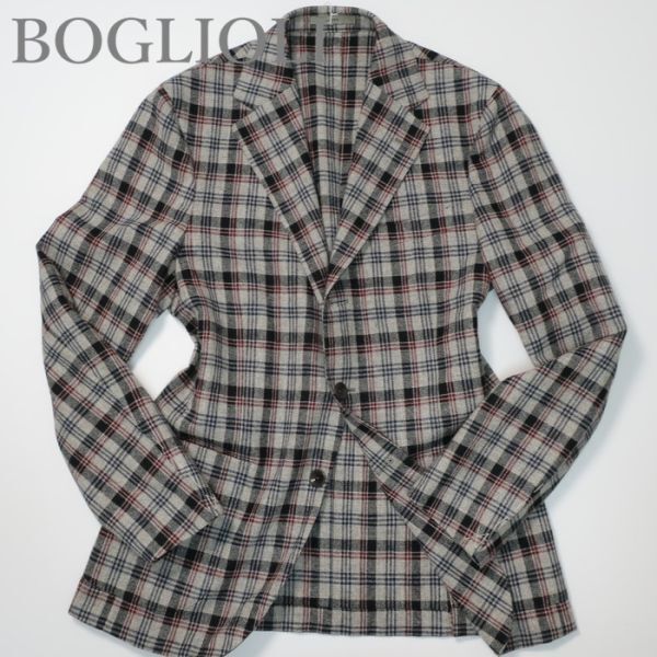 参考定価15万☆未使用 ボリオリ BOGLIOLI 名作DOVERアンコンジャケット/チェックウール/国内正規品/ グレー×ブラック 46(4996)拍卖