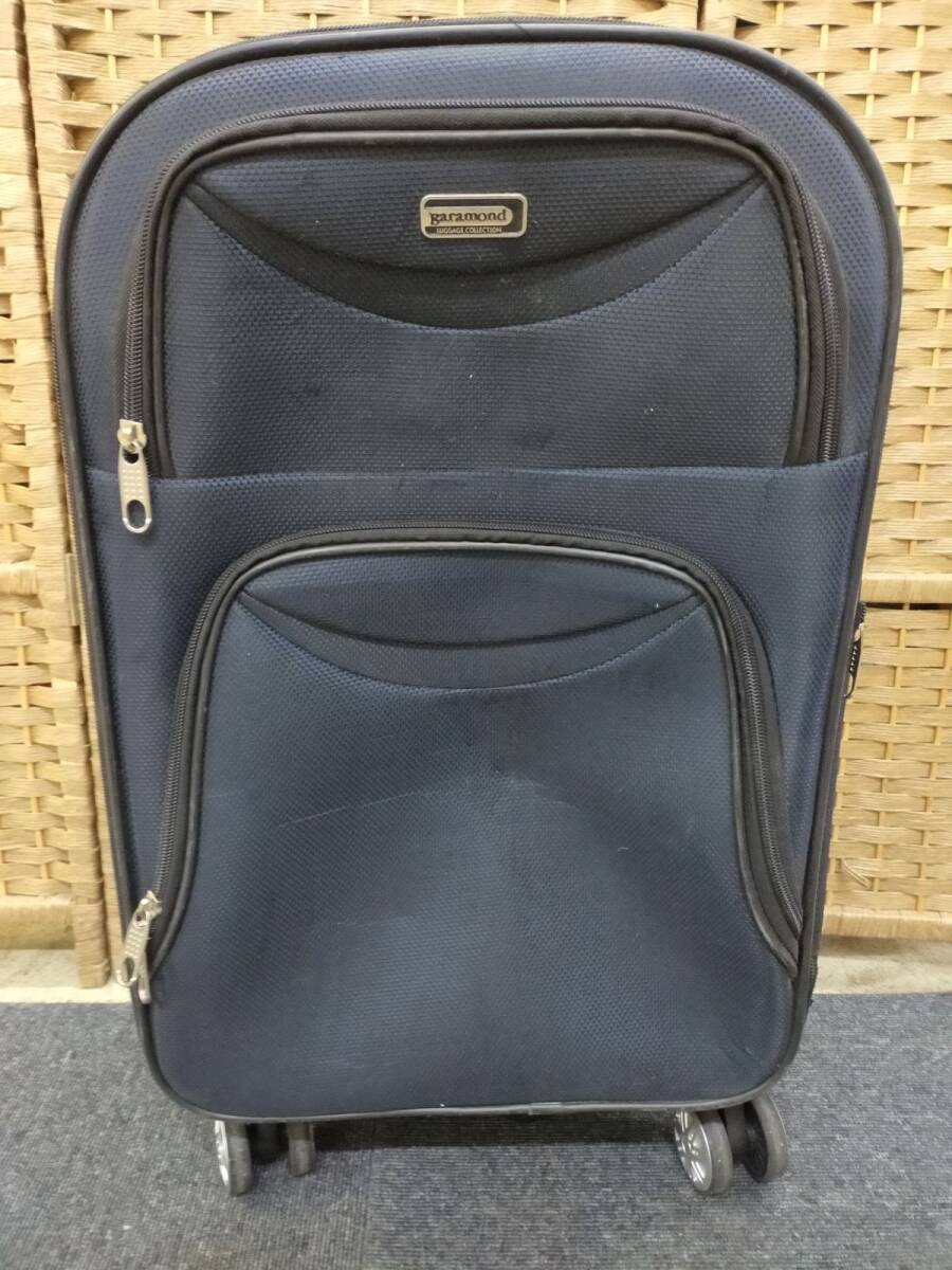 F01-20250131-02 garamond LUGGAGE COLLECTION スーツケース ソフトタイプ ダブルキャスター付き ネイビー 60*33*28cm 115cm cm 3.8kg拍卖