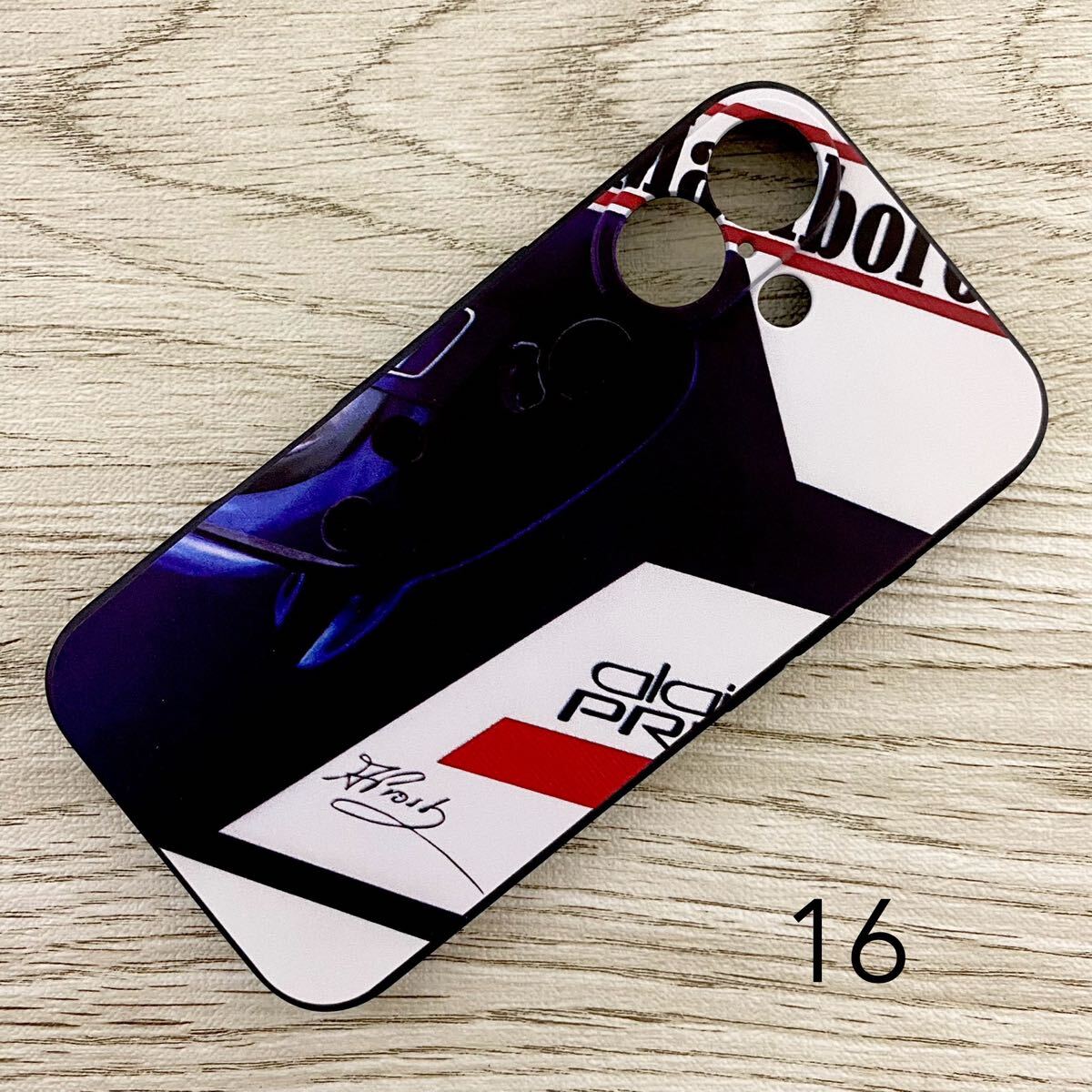 アラン・プロスト ヘルメット デザイン iPhone 16 ケース F1 マクラーレン ホンダ フェラーリ ウィリアムズ ルノー フランス スマホ拍卖