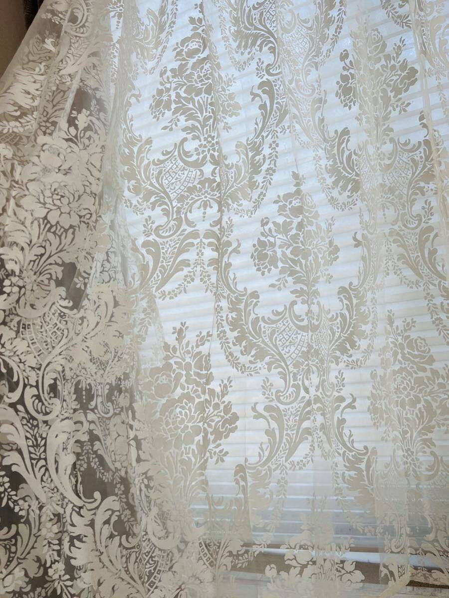 2枚セット レースカーテン アンティーク調 レース生地 花柄 柄 外景楽しめる レース おしゃれ カーテン拍卖
