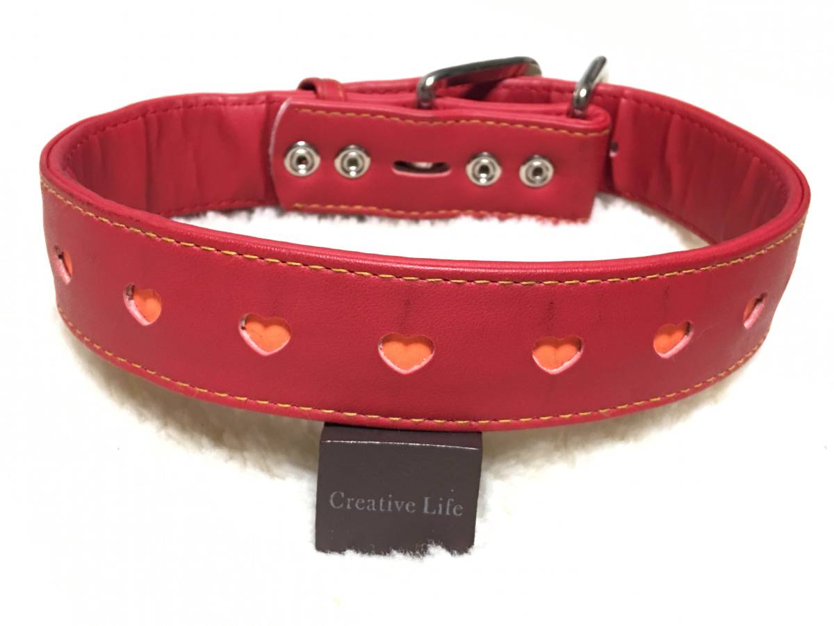 ★同梱お得★♯36-№4・ハート反射首輪・赤♪拍卖