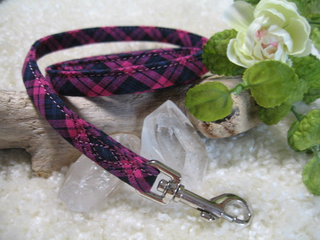 ★同梱お得★超小型犬リード-№22・マイスター・チェック柄・ピンク♪拍卖