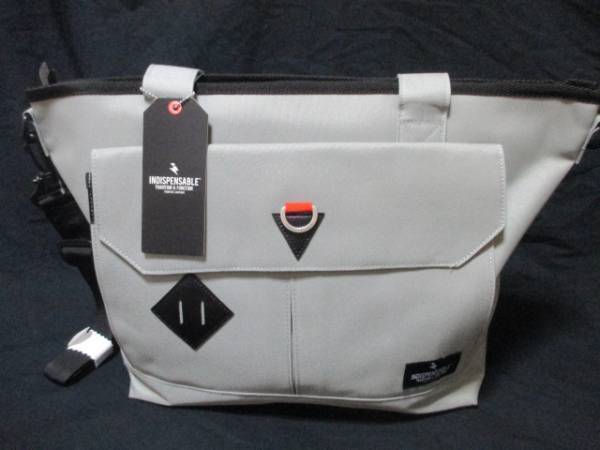 新品2way INDISPENSABLE トートバッグ/ショルダーバッグ 牛革★定価7452円 未使用インディスペンサブル A4対応 タブレット等 即決 グレー B拍卖