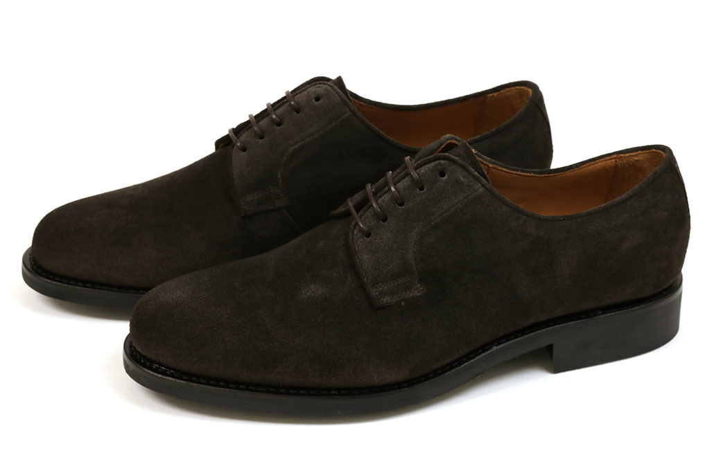 新品-Y253- ヤンコ プレーントゥ ダークブラウンスエード 7.5(26cm) YANKO拍卖