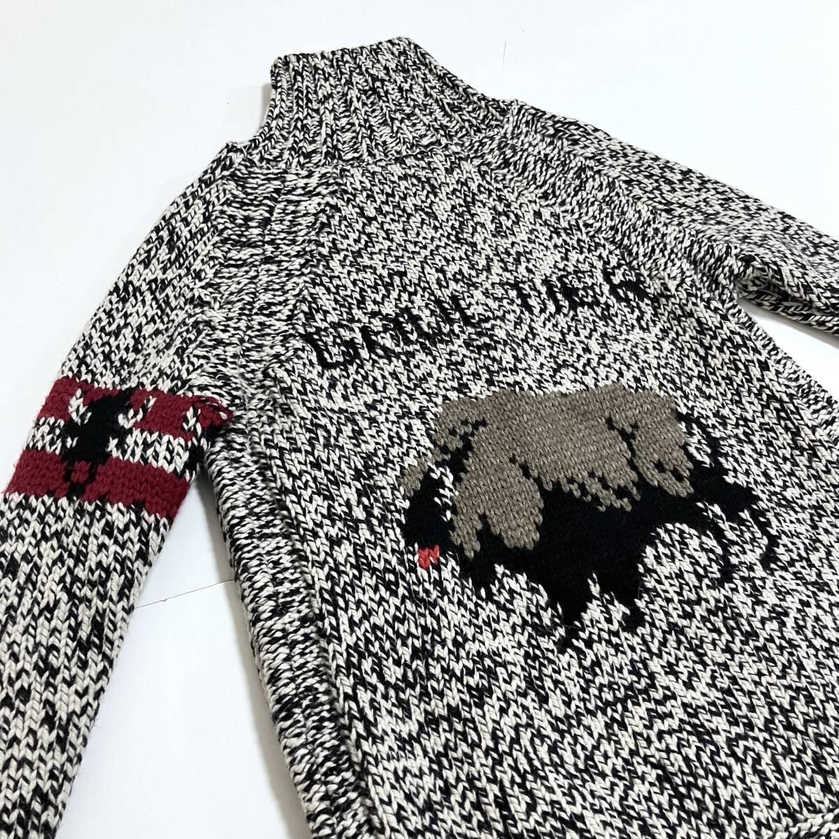 Jean Paul GAULTIER ニット ジャケット カウチン 白黒 44サイズ ジャンポールゴルチエ ジップ カーディガン セーター archive 4110420拍卖