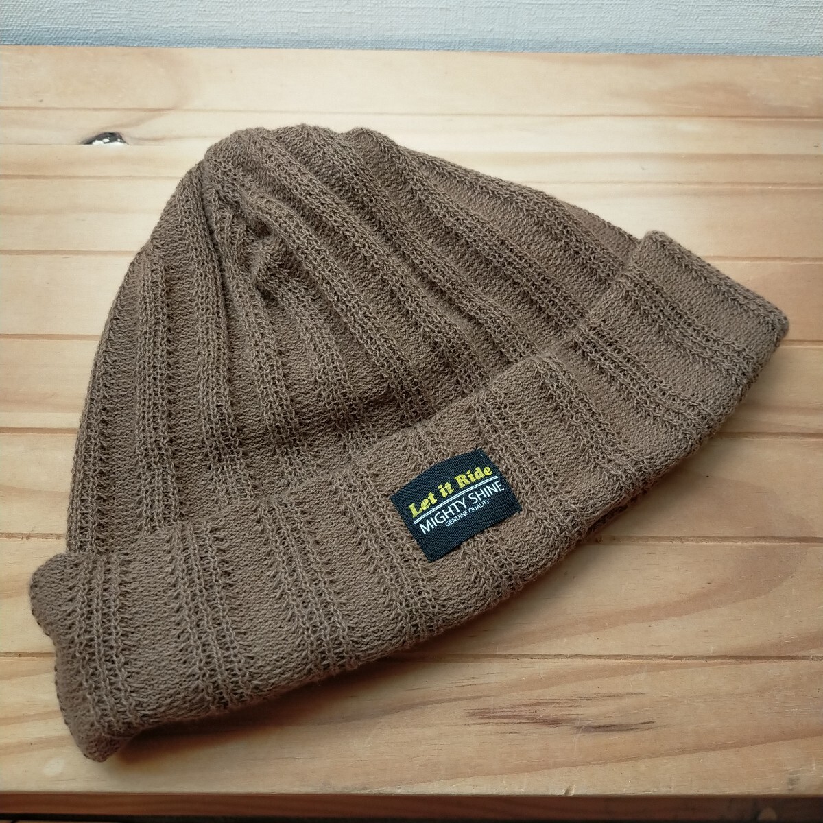 ほぼ新品 レットイットライド Letitride ニットキャップ ビーニー 帽子  ブラウン拍卖