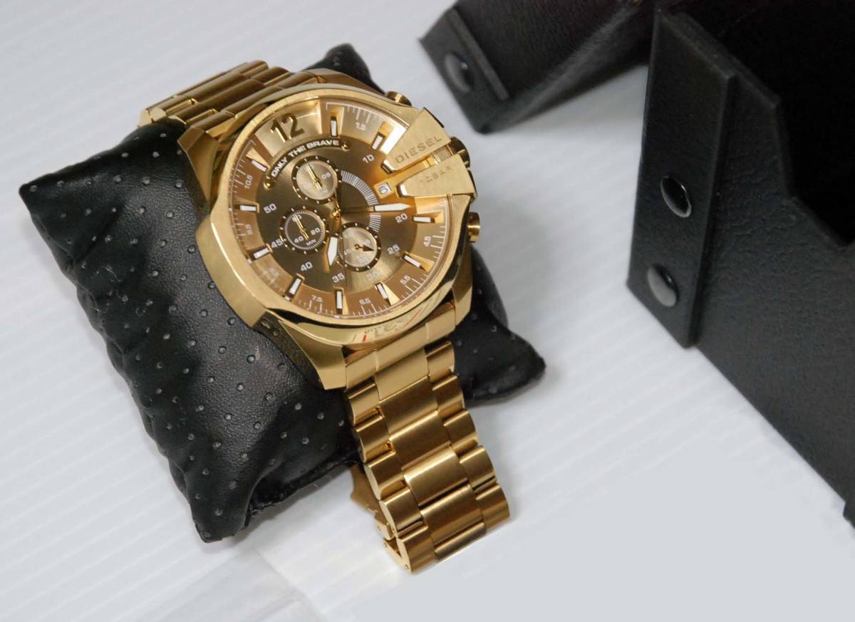 2025型ディーゼル/DIESEL腕時計/Mega Chief Chronograph(メガチーフ クロノグラフ)オールゴールド/DZ4360/コマあり*特別展示処分新品拍卖