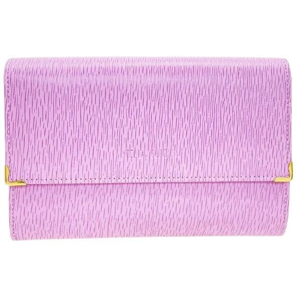 14107 ニナリッチ 財布 ロゴ がま口 二つ折り財布 型押し レザー 革 ピンク NINA RICCI 中財布拍卖