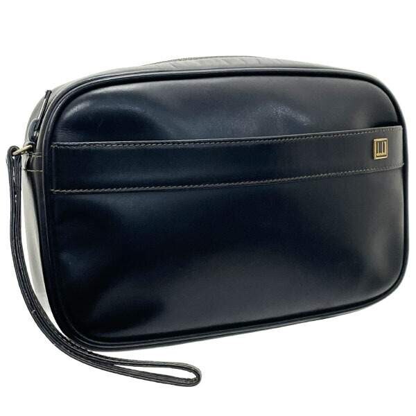 14177 ダンヒル セカンドバッグ レザー 革 ブラック 黒 dunhill ロゴ クラッチバッグ ポーチ マルチポーチ拍卖