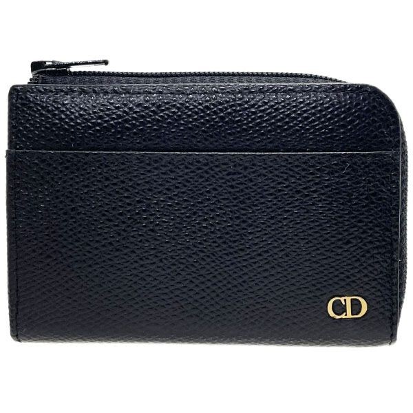 14254 クリスチャン ディオール コインケース ヴィンテージ L字ファスナー コインパース レザー 革 ブラック 黒拍卖