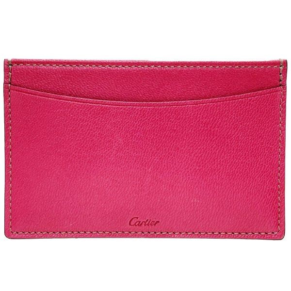 14316 カルティエ カードケース レ マスト カードホルダー レザー 革 フューシャピンク L3001047拍卖