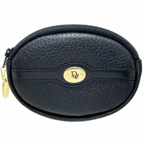 14364 クリスチャン ディオール コインケース ヴィンテージ コインパース レザー 革 ブラック 黒 Christian拍卖