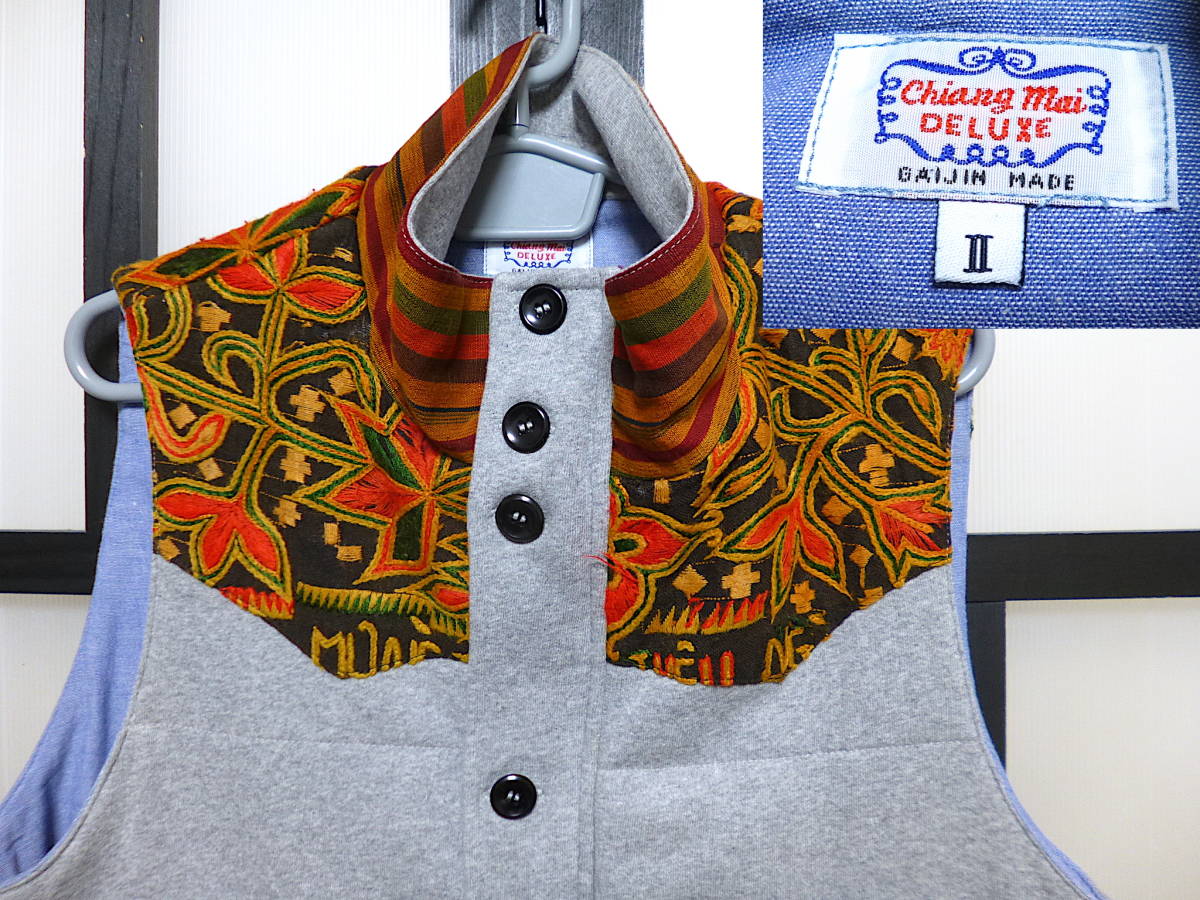 ガイジンメイド チェンマイデラックス 中綿 刺繍入り ベスト / GAIJIN MADE chiang mai deluxe 外人公司 ハリウッドランチマーケット拍卖