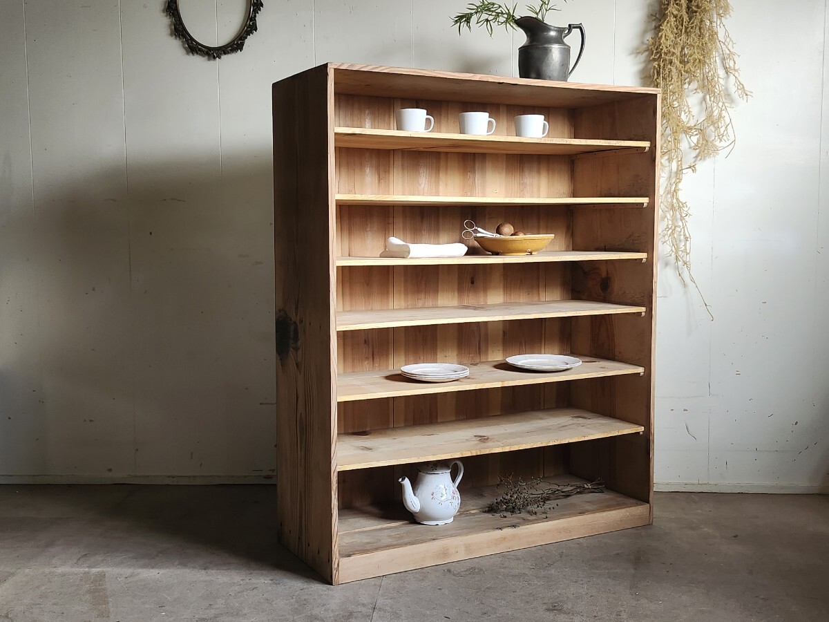 ヴィンテージ オープンラック 収納棚 飾り棚 アンティーク 本棚 キャビネット 食器棚 無垢材 インテリア ブックシェルフ 古家具 無垢材拍卖