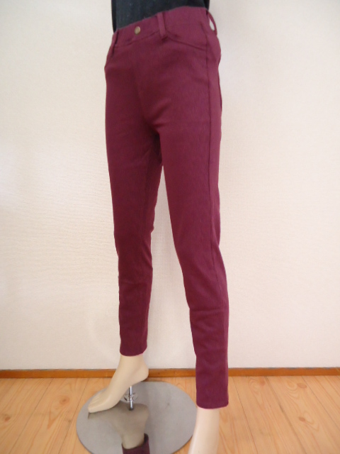 【KCM】pt1-7332100202-22M★新品★【アナザーブランチ】レディース ストレッチパンツ ボルドー サイズ:M オリーブ デ オリーブ拍卖