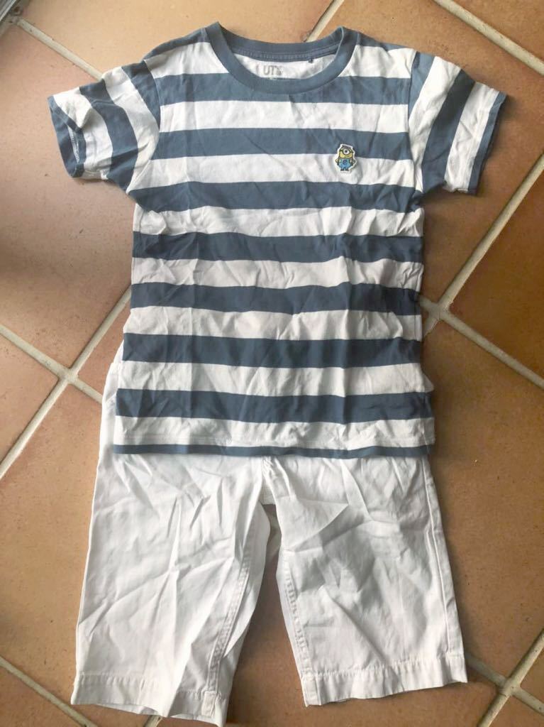 1151 VAN HASSELE ホワイト ハーフパンツ & ユニクロUNIQLO ボーダー半袖Tシャツセット 140㎝拍卖
