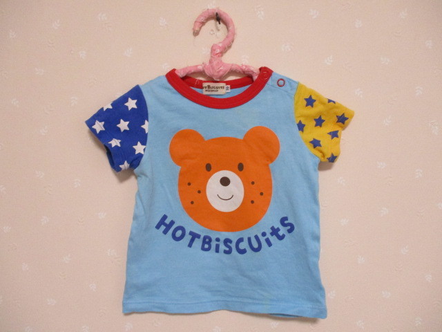 Ω ミキハウス ホットビスケッツ Ω ★70㎝★ 可愛い半袖Tシャツ 水色 0125拍卖
